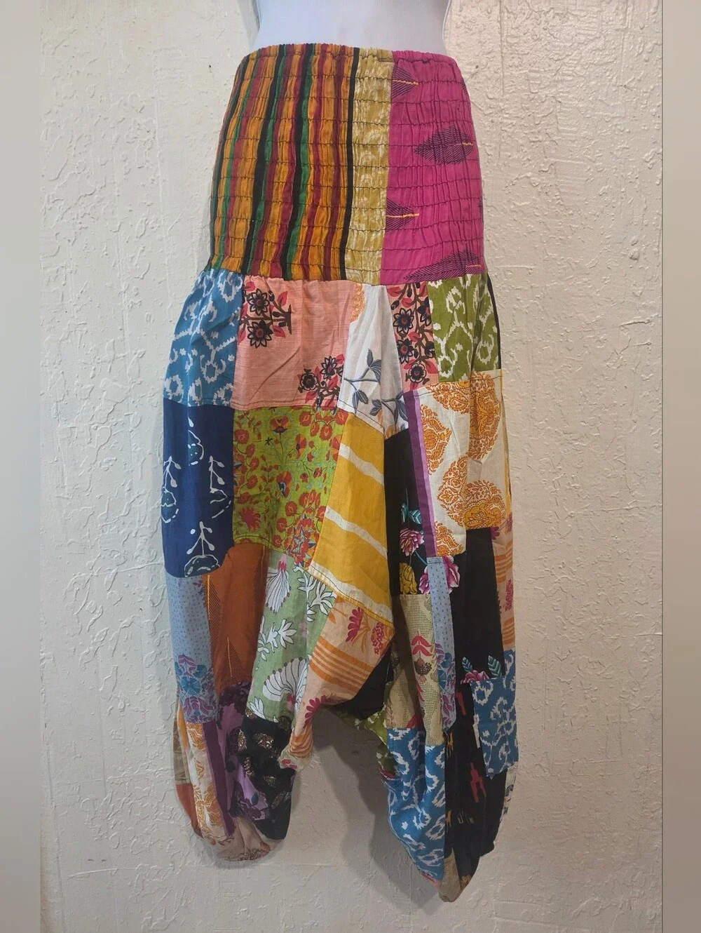 Convertible 2-in-1 Patchwork Harem Pants / Strapless Romper NWOT Sz S/M